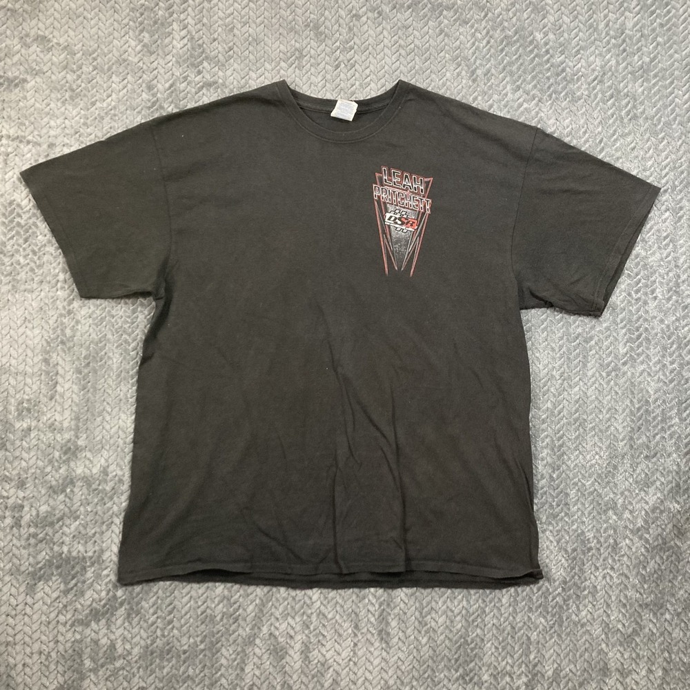 Vintage Delta Magnum Weight Leah Pritchett T-Shirt Men's XL Black Faded NASCAR